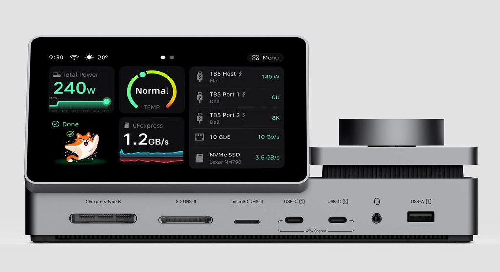 PexarBolt Ultra TBT5 Dock Adds a Smart 5-Inch Display to Your Desk